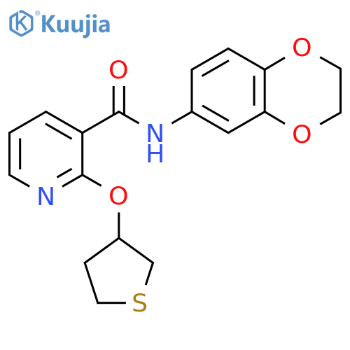 N-(2,3-dihydrobenzo[b][1,4]dioxin-6-yl)-2-((tetrahydrothiophen-3-yl)oxy)nicotinamide structure
