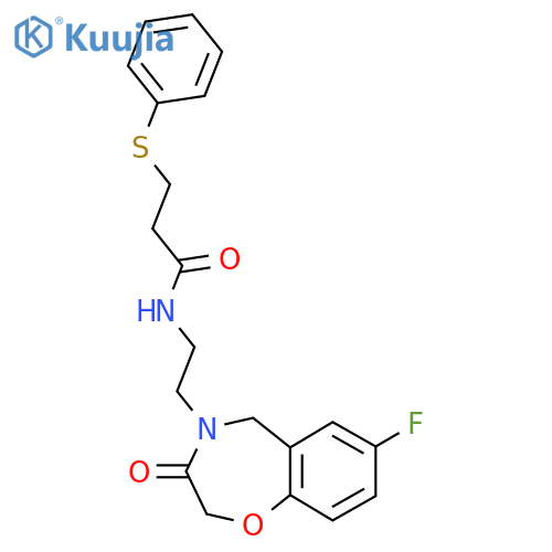 N-2-(7-fluoro-3-oxo-2,3,4,5-tetrahydro-1,4-benzoxazepin-4-yl)ethyl-3-(phenylsulfanyl)propanamide structure