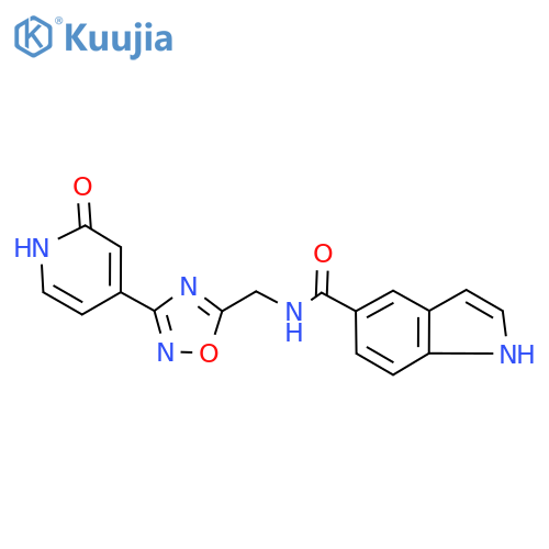 N-{[3-(2-oxo-1,2-dihydropyridin-4-yl)-1,2,4-oxadiazol-5-yl]methyl}-1H-indole-5-carboxamide structure
