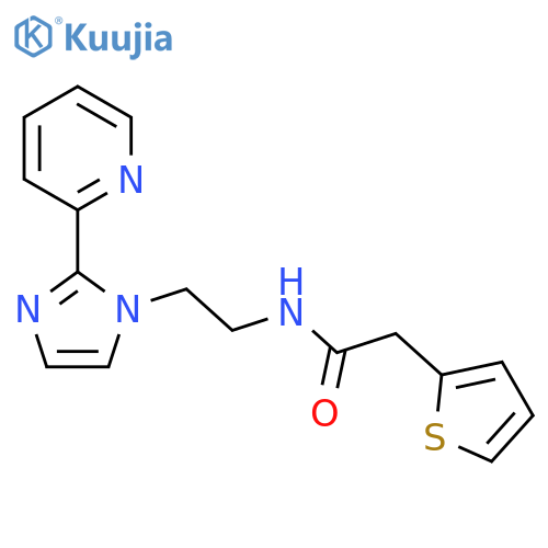 N-{2-[2-(pyridin-2-yl)-1H-imidazol-1-yl]ethyl}-2-(thiophen-2-yl)acetamide structure