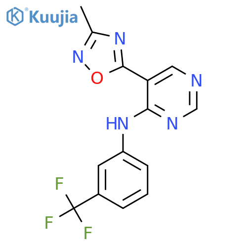 5-(3-methyl-1,2,4-oxadiazol-5-yl)-N-[3-(trifluoromethyl)phenyl]pyrimidin-4-amine structure