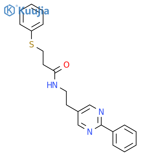N-[2-(2-phenylpyrimidin-5-yl)ethyl]-3-(phenylsulfanyl)propanamide structure