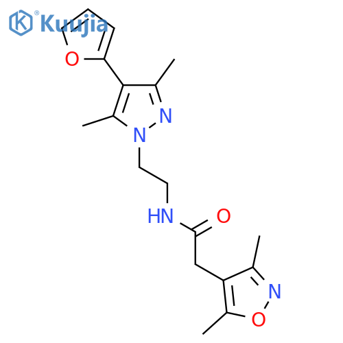 2-(3,5-dimethyl-1,2-oxazol-4-yl)-N-{2-[4-(furan-2-yl)-3,5-dimethyl-1H-pyrazol-1-yl]ethyl}acetamide structure