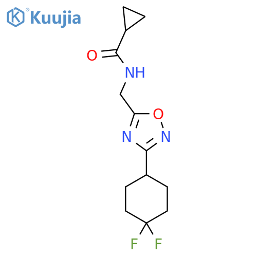 N-((3-(4,4-difluorocyclohexyl)-1,2,4-oxadiazol-5-yl)methyl)cyclopropanecarboxamide structure
