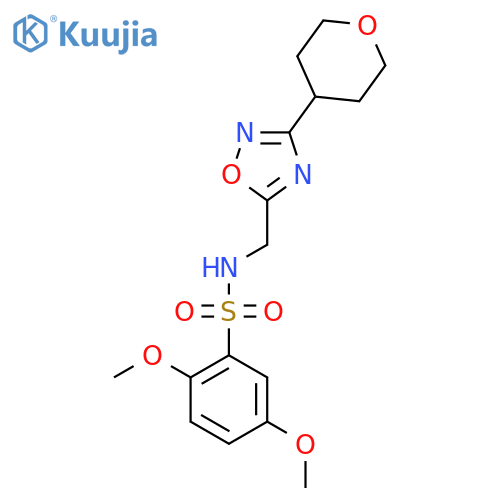 2,5-dimethoxy-N-{[3-(oxan-4-yl)-1,2,4-oxadiazol-5-yl]methyl}benzene-1-sulfonamide structure