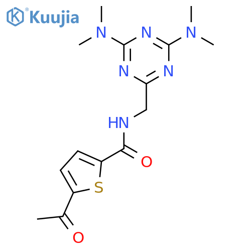 5-acetyl-N-{4,6-bis(dimethylamino)-1,3,5-triazin-2-ylmethyl}thiophene-2-carboxamide structure