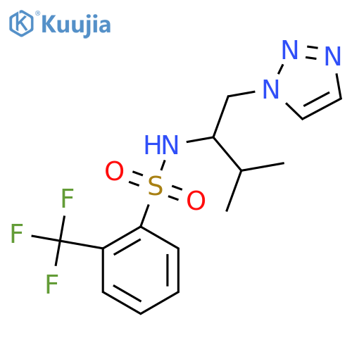 N-[3-methyl-1-(1H-1,2,3-triazol-1-yl)butan-2-yl]-2-(trifluoromethyl)benzene-1-sulfonamide structure