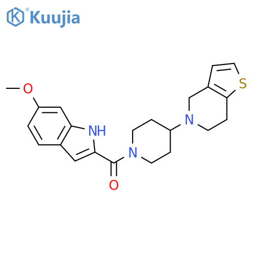 [4-(6,7-dihydro-4H-thieno[3,2-c]pyridin-5-yl)piperidin-1-yl]-(6-methoxy-1H-indol-2-yl)methanone structure