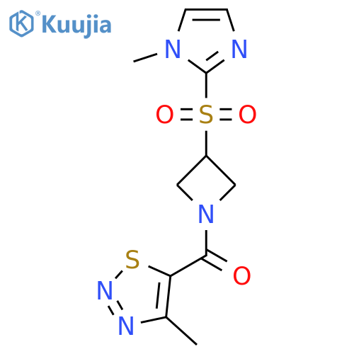 [3-(1-methylimidazol-2-yl)sulfonylazetidin-1-yl]-(4-methylthiadiazol-5-yl)methanone structure
