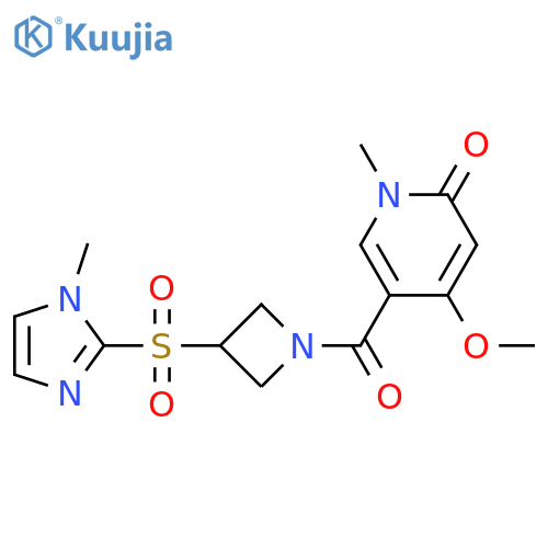 4-methoxy-1-methyl-5-[3-(1-methylimidazol-2-yl)sulfonylazetidine-1-carbonyl]pyridin-2-one structure