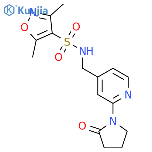 3,5-dimethyl-N-{[2-(2-oxopyrrolidin-1-yl)pyridin-4-yl]methyl}-1,2-oxazole-4-sulfonamide structure