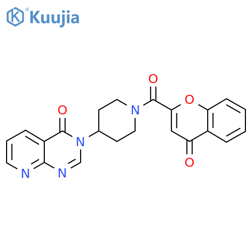 3-1-(4-oxo-4H-chromene-2-carbonyl)piperidin-4-yl-3H,4H-pyrido2,3-dpyrimidin-4-one structure