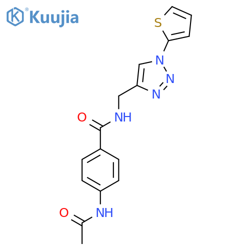 4-acetamido-N-{[1-(thiophen-2-yl)-1H-1,2,3-triazol-4-yl]methyl}benzamide structure