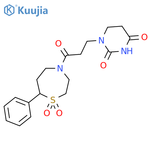 4-3-(2,4-dioxo-1,2,3,4-tetrahydropyrimidin-1-yl)propanoyl-7-phenyl-1lambda6,4-thiazepane-1,1-dione structure
