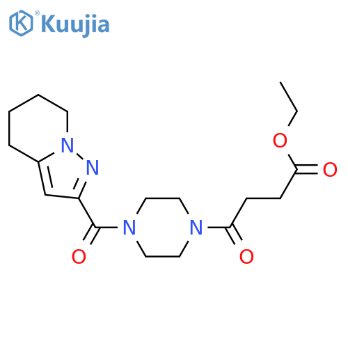 ethyl 4-oxo-4-(4-{4H,5H,6H,7H-pyrazolo[1,5-a]pyridine-2-carbonyl}piperazin-1-yl)butanoate structure