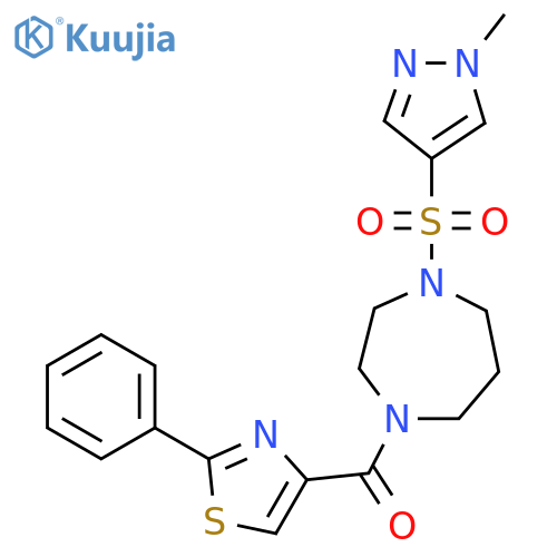 1-[(1-methyl-1H-pyrazol-4-yl)sulfonyl]-4-(2-phenyl-1,3-thiazole-4-carbonyl)-1,4-diazepane structure