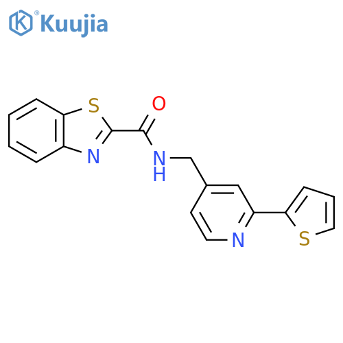 N-{[2-(thiophen-2-yl)pyridin-4-yl]methyl}-1,3-benzothiazole-2-carboxamide structure