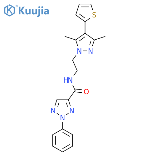 N-{2-3,5-dimethyl-4-(thiophen-2-yl)-1H-pyrazol-1-ylethyl}-2-phenyl-2H-1,2,3-triazole-4-carboxamide structure
