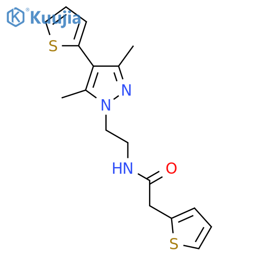 N-{2-[3,5-dimethyl-4-(thiophen-2-yl)-1H-pyrazol-1-yl]ethyl}-2-(thiophen-2-yl)acetamide structure