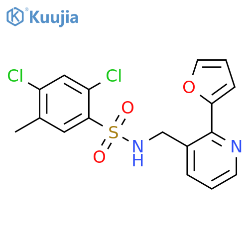 2,4-dichloro-N-{[2-(furan-2-yl)pyridin-3-yl]methyl}-5-methylbenzene-1-sulfonamide structure