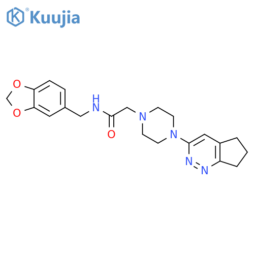 N-(2H-1,3-benzodioxol-5-yl)methyl-2-(4-{5H,6H,7H-cyclopentacpyridazin-3-yl}piperazin-1-yl)acetamide structure