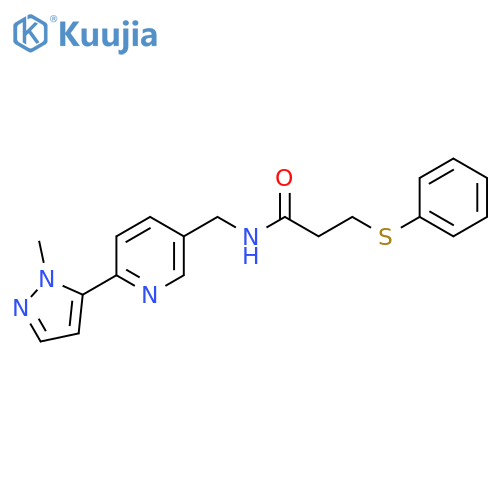 N-{6-(1-methyl-1H-pyrazol-5-yl)pyridin-3-ylmethyl}-3-(phenylsulfanyl)propanamide structure