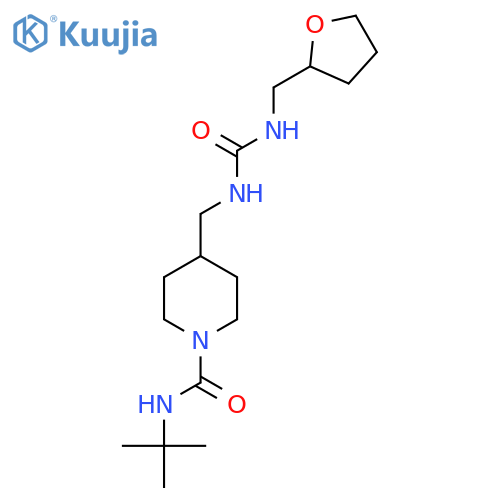N-tert-butyl-4-[({[(oxolan-2-yl)methyl]carbamoyl}amino)methyl]piperidine-1-carboxamide structure