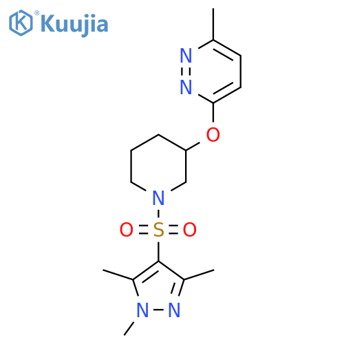 3-methyl-6-({1-(1,3,5-trimethyl-1H-pyrazol-4-yl)sulfonylpiperidin-3-yl}oxy)pyridazine structure