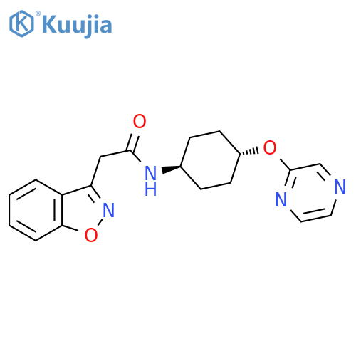 2-(1,2-benzoxazol-3-yl)-N-[(1r,4r)-4-(pyrazin-2-yloxy)cyclohexyl]acetamide structure