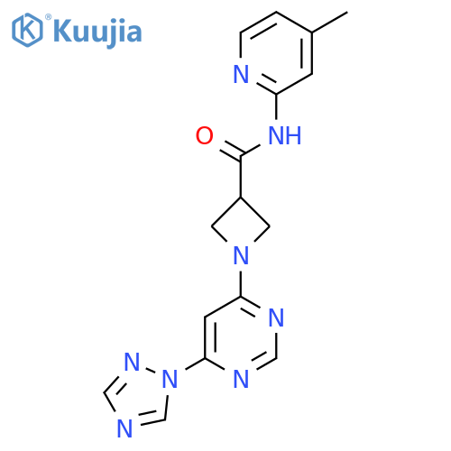 N-(4-methylpyridin-2-yl)-1-6-(1H-1,2,4-triazol-1-yl)pyrimidin-4-ylazetidine-3-carboxamide structure