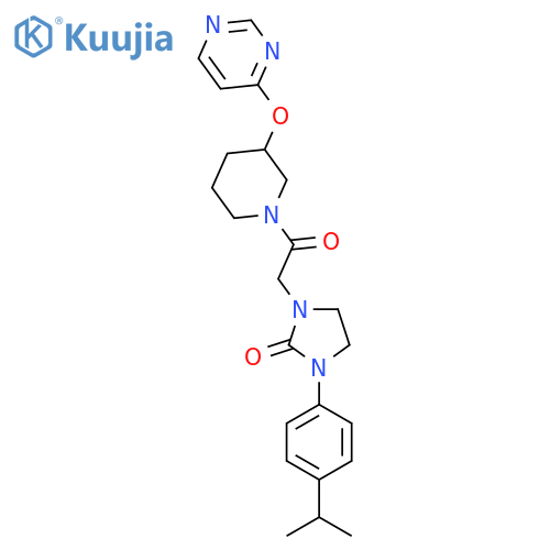 1-{2-oxo-2-3-(pyrimidin-4-yloxy)piperidin-1-ylethyl}-3-4-(propan-2-yl)phenylimidazolidin-2-one structure