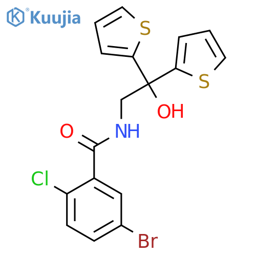 5-bromo-2-chloro-N-2-hydroxy-2,2-bis(thiophen-2-yl)ethylbenzamide structure