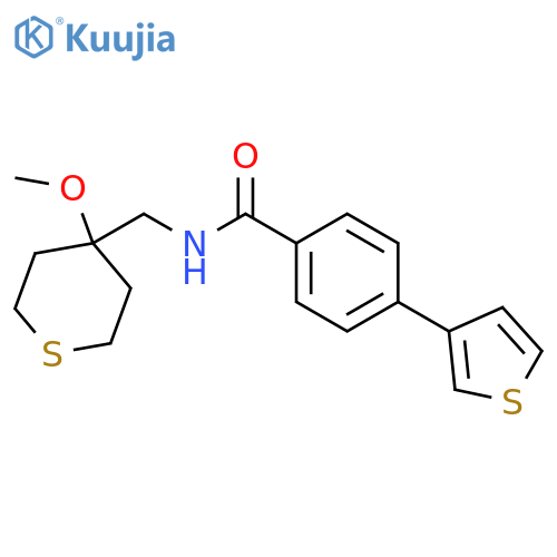 N-[(4-methoxythian-4-yl)methyl]-4-(thiophen-3-yl)benzamide structure