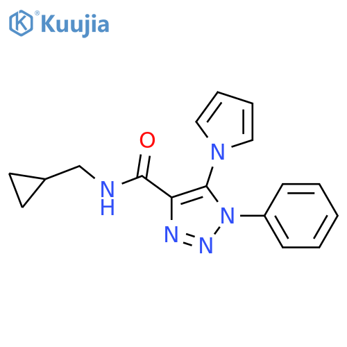 N-(cyclopropylmethyl)-1-phenyl-5-(1H-pyrrol-1-yl)-1H-1,2,3-triazole-4-carboxamide structure