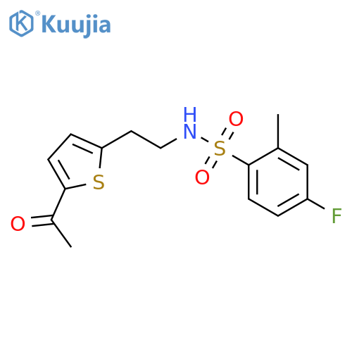 N-2-(5-acetylthiophen-2-yl)ethyl-4-fluoro-2-methylbenzene-1-sulfonamide structure