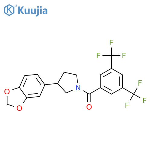 3-(2H-1,3-benzodioxol-5-yl)-1-[3,5-bis(trifluoromethyl)benzoyl]pyrrolidine structure