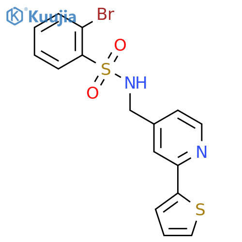 2-bromo-N-{[2-(thiophen-2-yl)pyridin-4-yl]methyl}benzene-1-sulfonamide structure