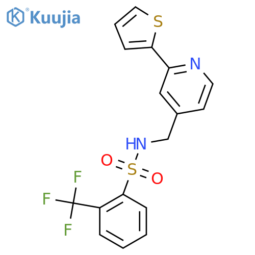 N-{[2-(thiophen-2-yl)pyridin-4-yl]methyl}-2-(trifluoromethyl)benzene-1-sulfonamide structure