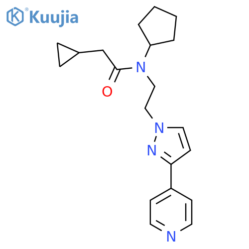 N-cyclopentyl-2-cyclopropyl-N-{2-3-(pyridin-4-yl)-1H-pyrazol-1-ylethyl}acetamide structure