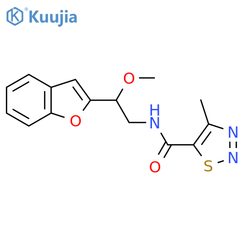 N-2-(1-benzofuran-2-yl)-2-methoxyethyl-4-methyl-1,2,3-thiadiazole-5-carboxamide structure