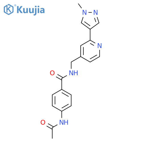 4-acetamido-N-{[2-(1-methyl-1H-pyrazol-4-yl)pyridin-4-yl]methyl}benzamide structure