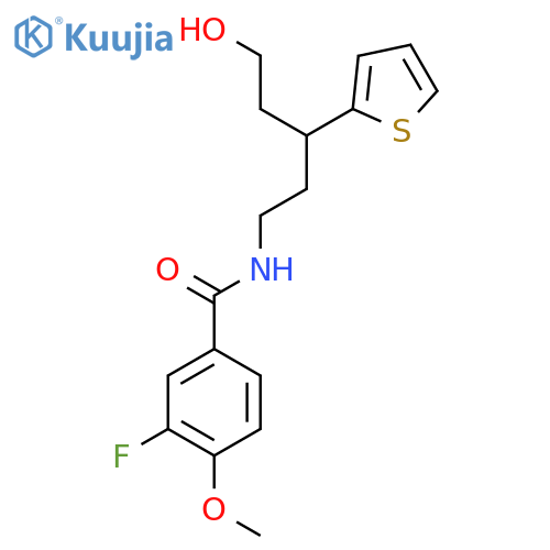 3-fluoro-N-[5-hydroxy-3-(thiophen-2-yl)pentyl]-4-methoxybenzamide structure