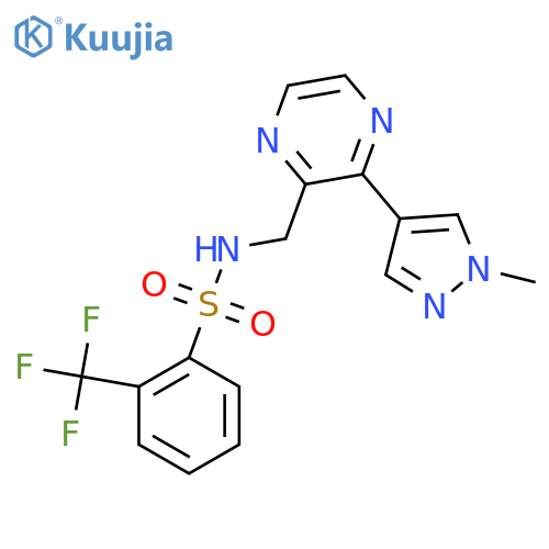 N-{[3-(1-methyl-1H-pyrazol-4-yl)pyrazin-2-yl]methyl}-2-(trifluoromethyl)benzene-1-sulfonamide structure