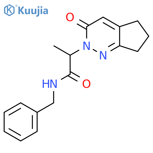 N-benzyl-2-{3-oxo-2H,3H,5H,6H,7H-cyclopentacpyridazin-2-yl}propanamide structure