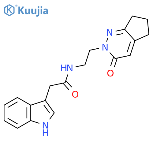 2-(1H-indol-3-yl)-N-(2-{3-oxo-2H,3H,5H,6H,7H-cyclopentacpyridazin-2-yl}ethyl)acetamide structure