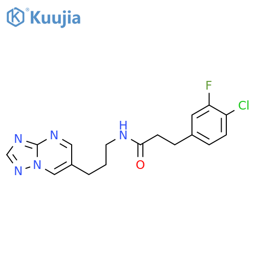 3-(4-chloro-3-fluorophenyl)-N-[3-([1,2,4]triazolo[1,5-a]pyrimidin-6-yl)propyl]propanamide structure