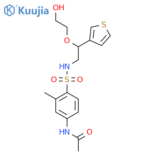 N-(4-{2-(2-hydroxyethoxy)-2-(thiophen-3-yl)ethylsulfamoyl}-3-methylphenyl)acetamide structure