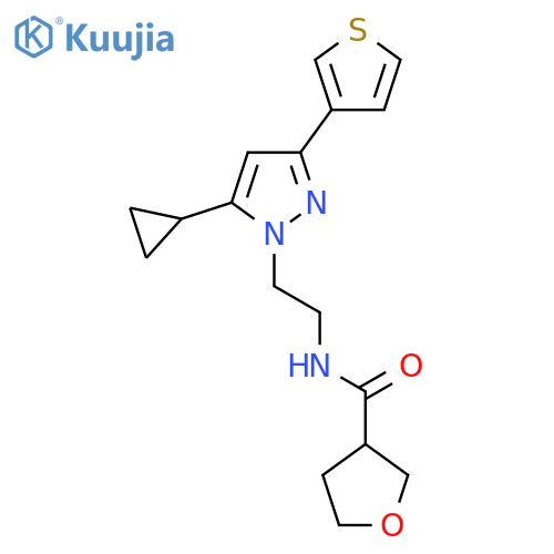 N-{2-[5-cyclopropyl-3-(thiophen-3-yl)-1H-pyrazol-1-yl]ethyl}oxolane-3-carboxamide structure