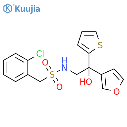 1-(2-chlorophenyl)-N-2-(furan-3-yl)-2-hydroxy-2-(thiophen-2-yl)ethylmethanesulfonamide structure