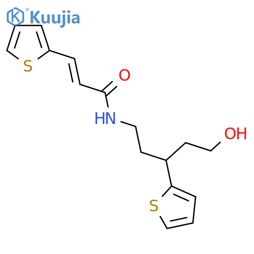 (2E)-N-[5-hydroxy-3-(thiophen-2-yl)pentyl]-3-(thiophen-2-yl)prop-2-enamide structure